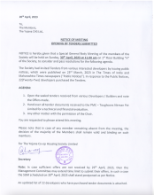 Notice of Meeting - Opening of Tenders Submitted