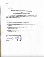 Notice of Meeting to Accept Feasibility Report & Draft Tender Report - Redevelopment
